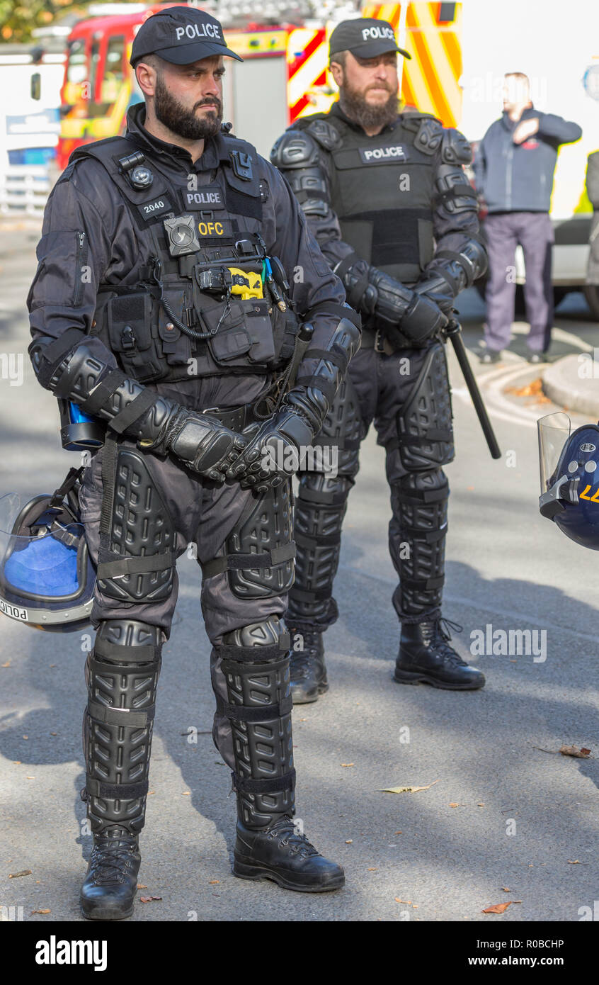 A Demonstration to the public of riot police tactics at a police open day Stock Photo