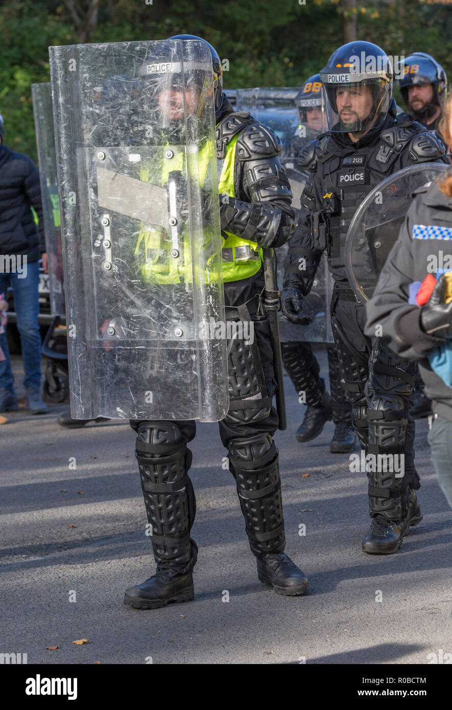 A Demonstration to the public of riot police tactics at a police open day Stock Photo