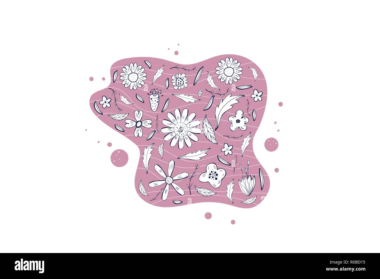 Flowers and leaves composition. Hand drawn style. Vector ilustration ...