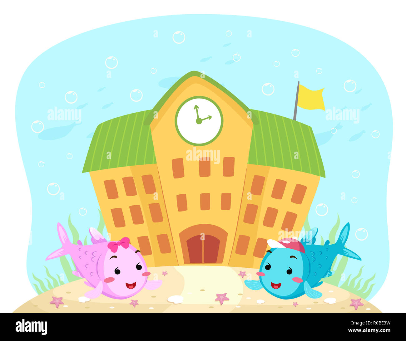 Fish Student Illustration of Fish Students In Front of an Underwater School Stock ...