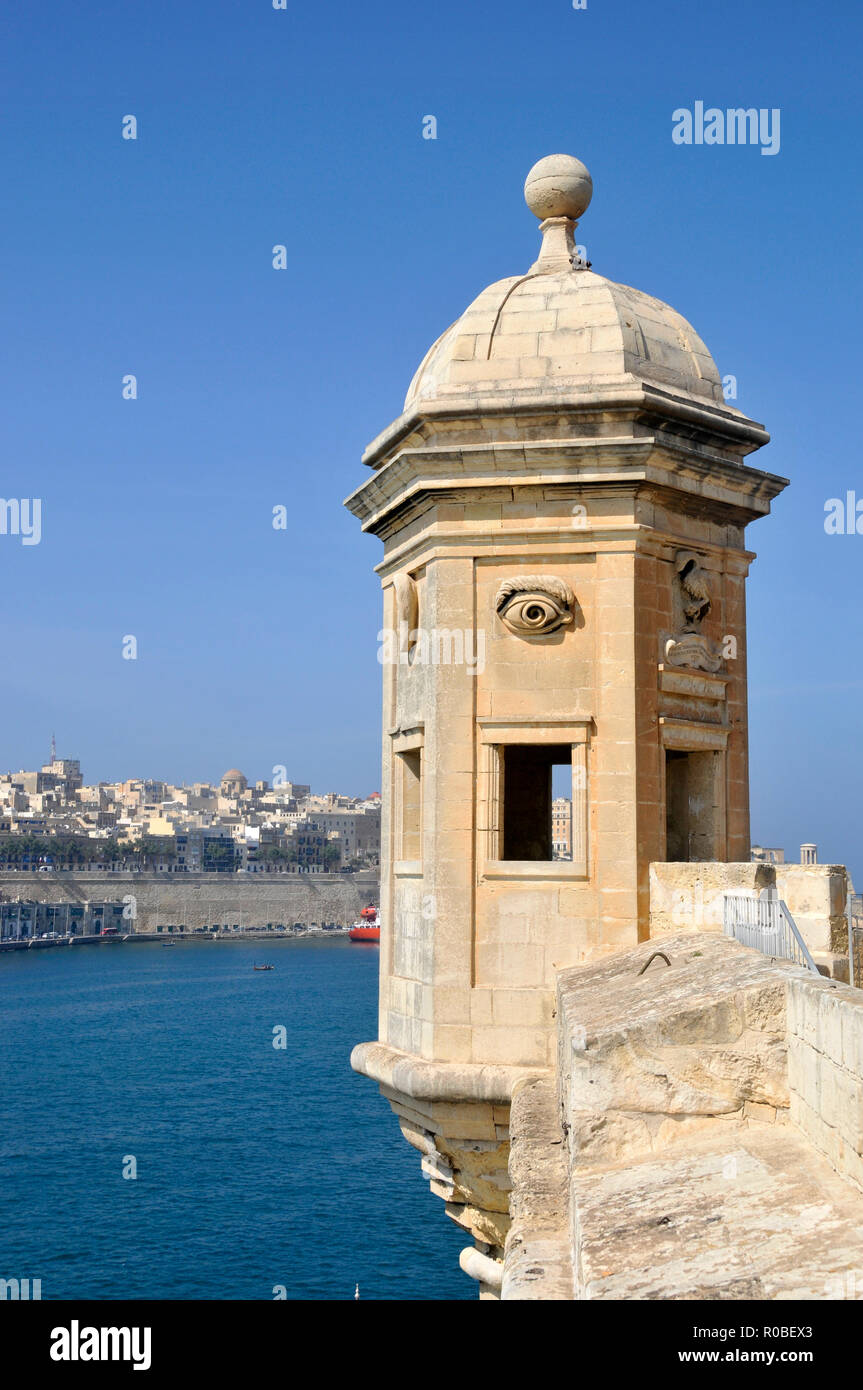 Around Malta - Vedette Watchtower at Senglea Stock Photo