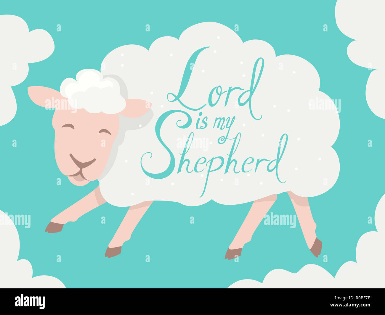 Illustration of a White Sheep with a Lord Is My Shepherd Lettering ...