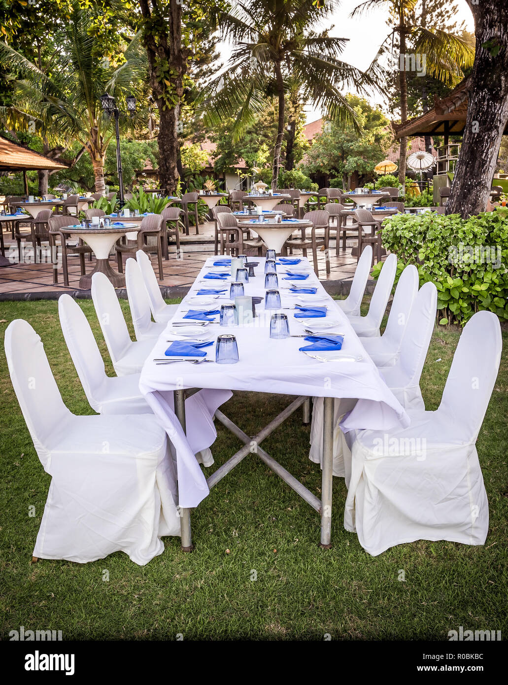 Chairs And Tables Prepared For Garden Party Stock Photo Alamy