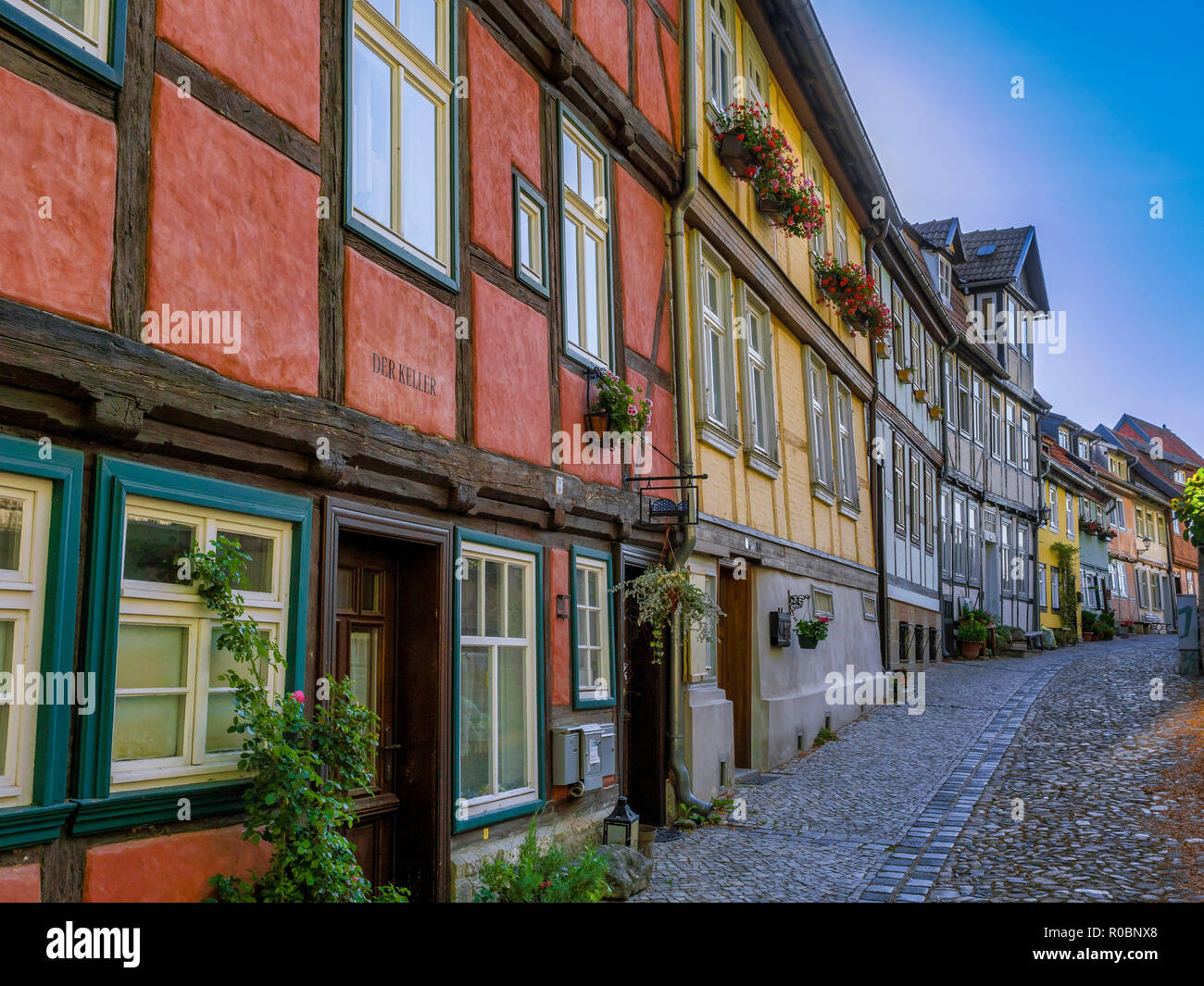 Historic half-timbered houses, Unesco World Heritage, Quedlinburg, Harz, Saxony-Anhalt, Germany, Europe Stock Photo