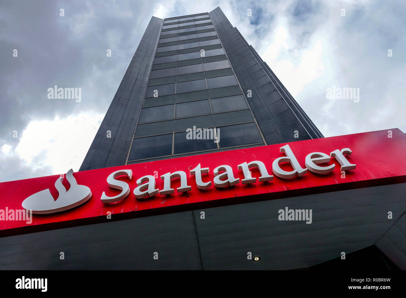 Santander Bank logo on building, Spain Stock Photo