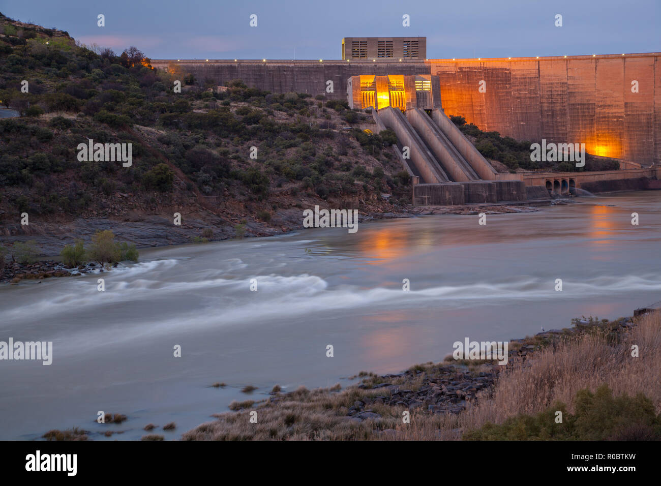 Gariep dam wall at night, South Africa Stock Photo Alamy