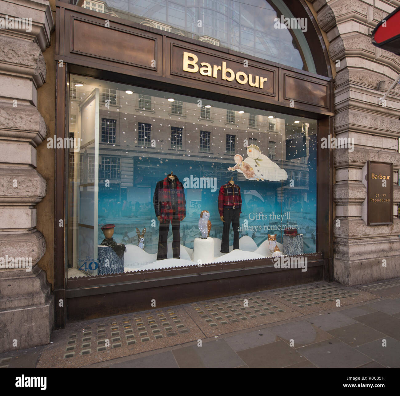 Barbour Store, Regent Street, London UK. Christmas window display in  November 2018 Stock Photo - Alamy