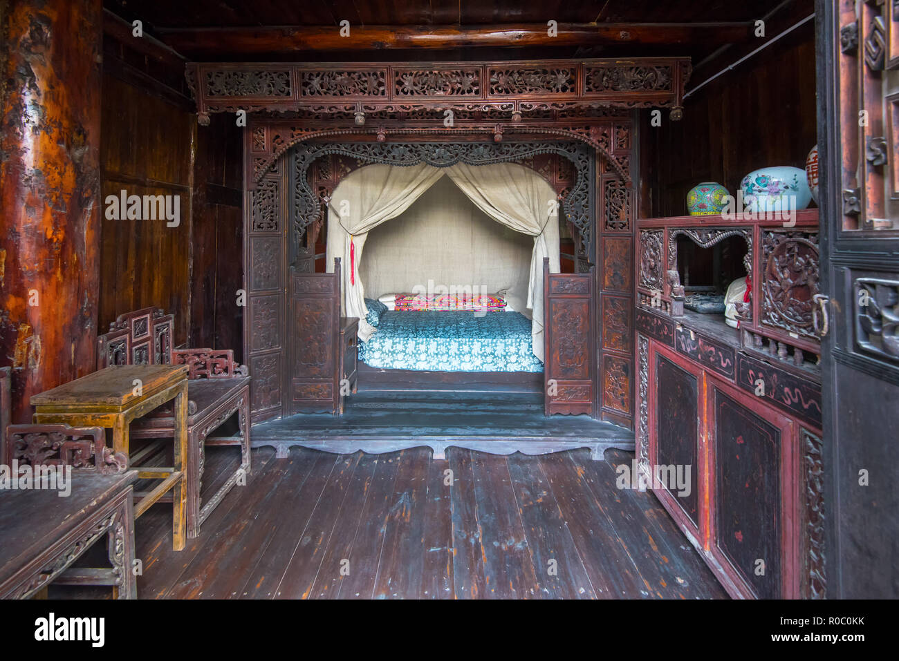 Old Chinese Bedroom, Furong, Hunan, China Stock Photo Alamy