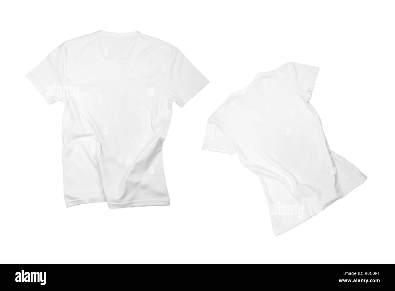 two white t-shirts isolated on white background Stock Photo