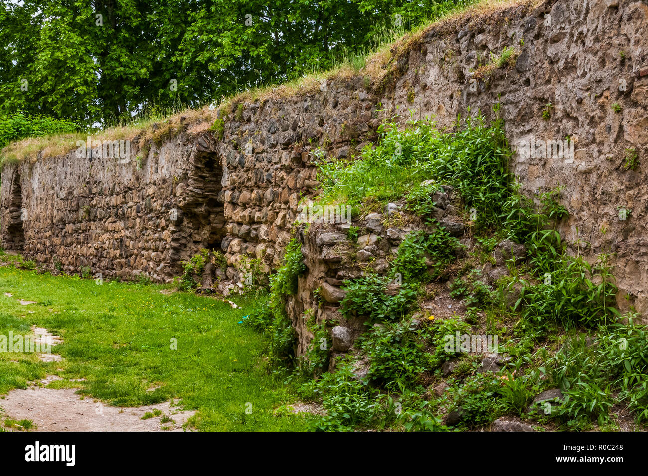 Iznik, Turkey, May 10, 2012: 2000 year-old historic city walls. Stock Photo