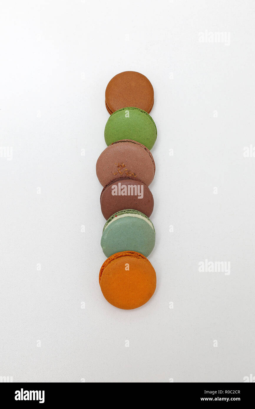 Six Macarons in Different Flavors and Colors Stock Photo - Alamy
