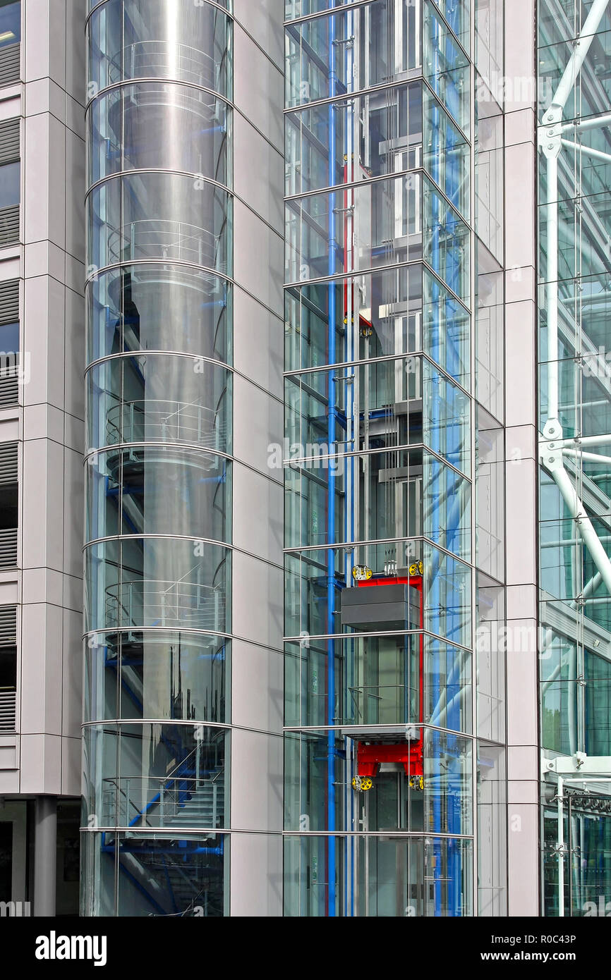 Glass elevator in modern new office building Stock Photo Alamy