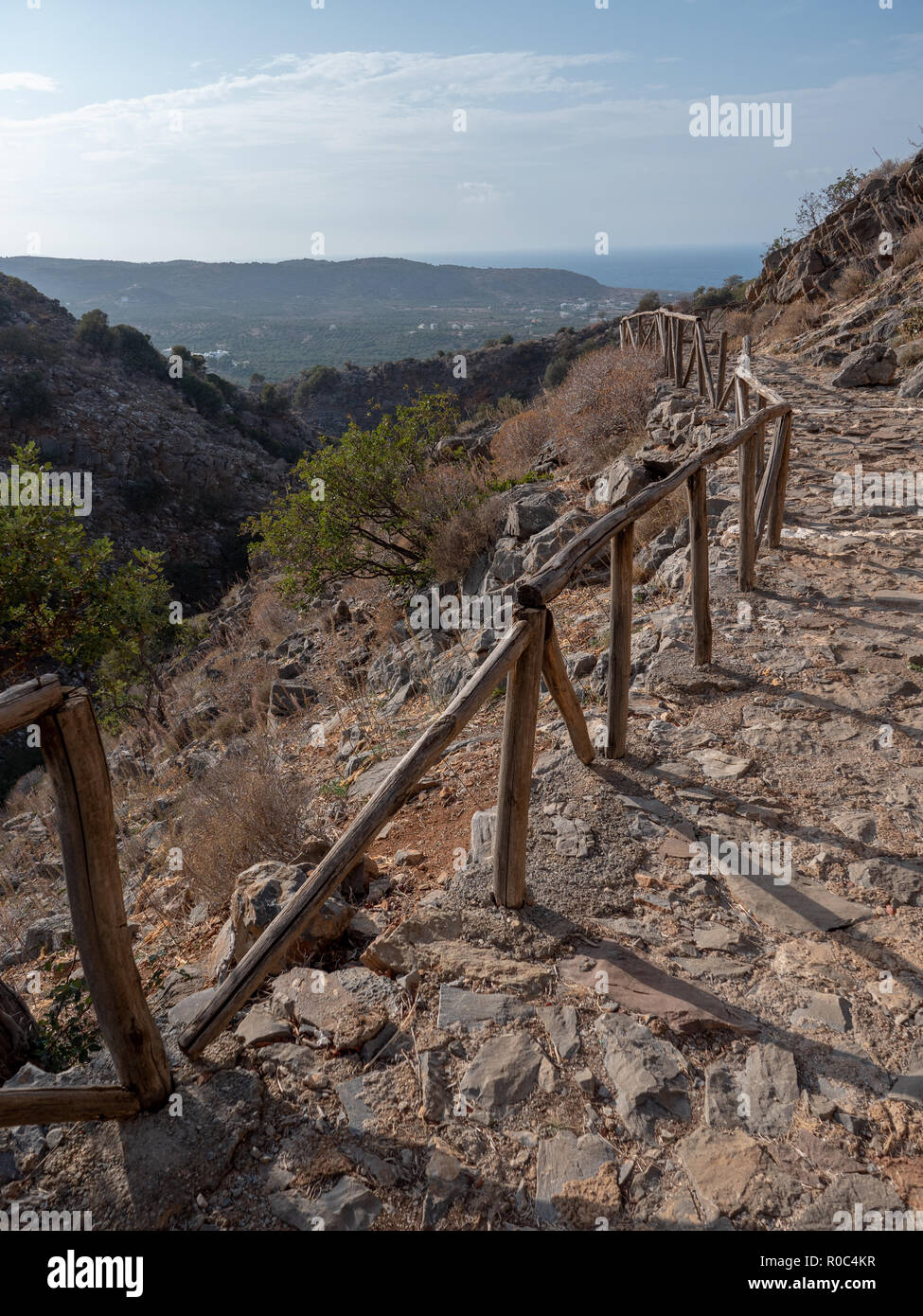 Mountain path to the famous Milatos Cave NE Crete, Greece. Stock Photo