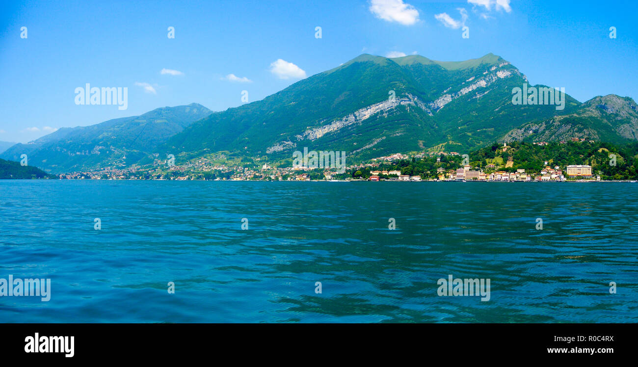 Southwestern branch of Lake Como in the area of Tremezzo, Azzano and Lenno seen from Bellagio, Lombardy, Italy, Europe Stock Photo