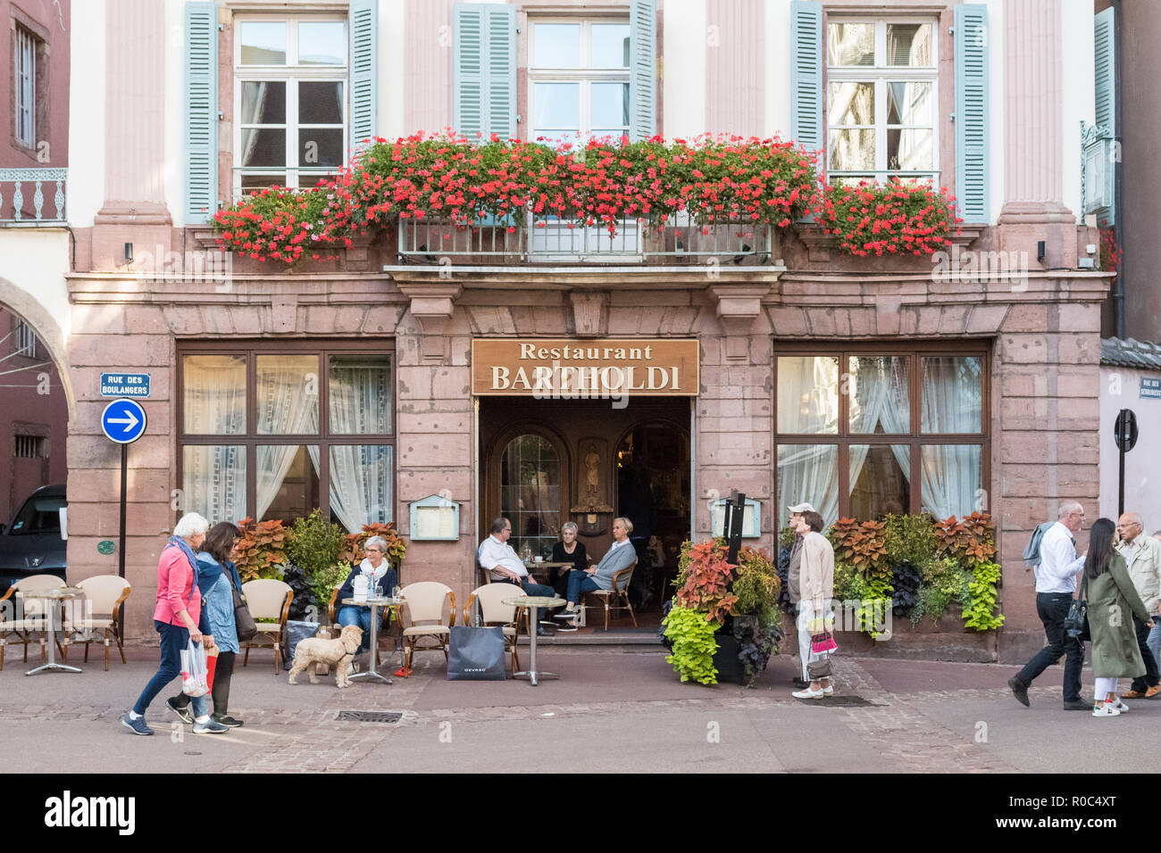Restaurant Bartholdi, Colmar, Alsace, France Stock Photo