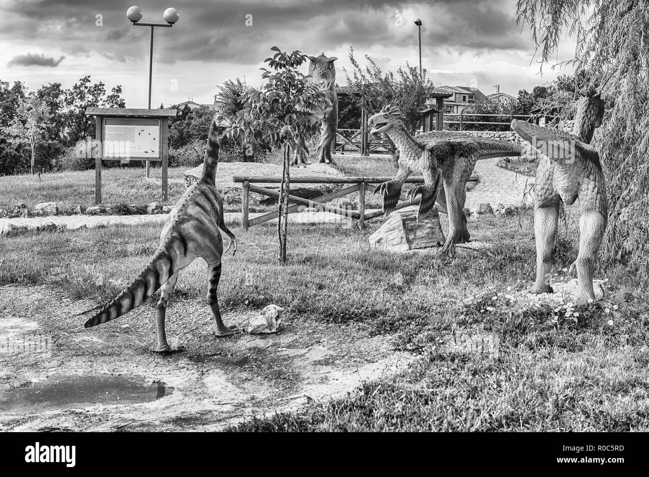 SAN MARCO IN LAMIS, ITALY - JUNE 9: Dinosaurs featured in the Dino Park in San Marco in Lamis, small town in southern Italy, June 9, 2018 Stock Photo