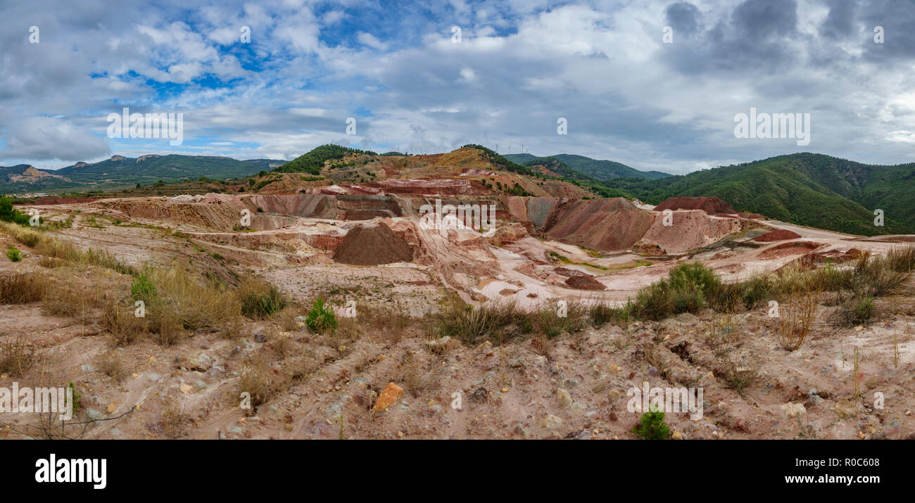 Kaolin strip mine ultra wide panorama Stock Photo