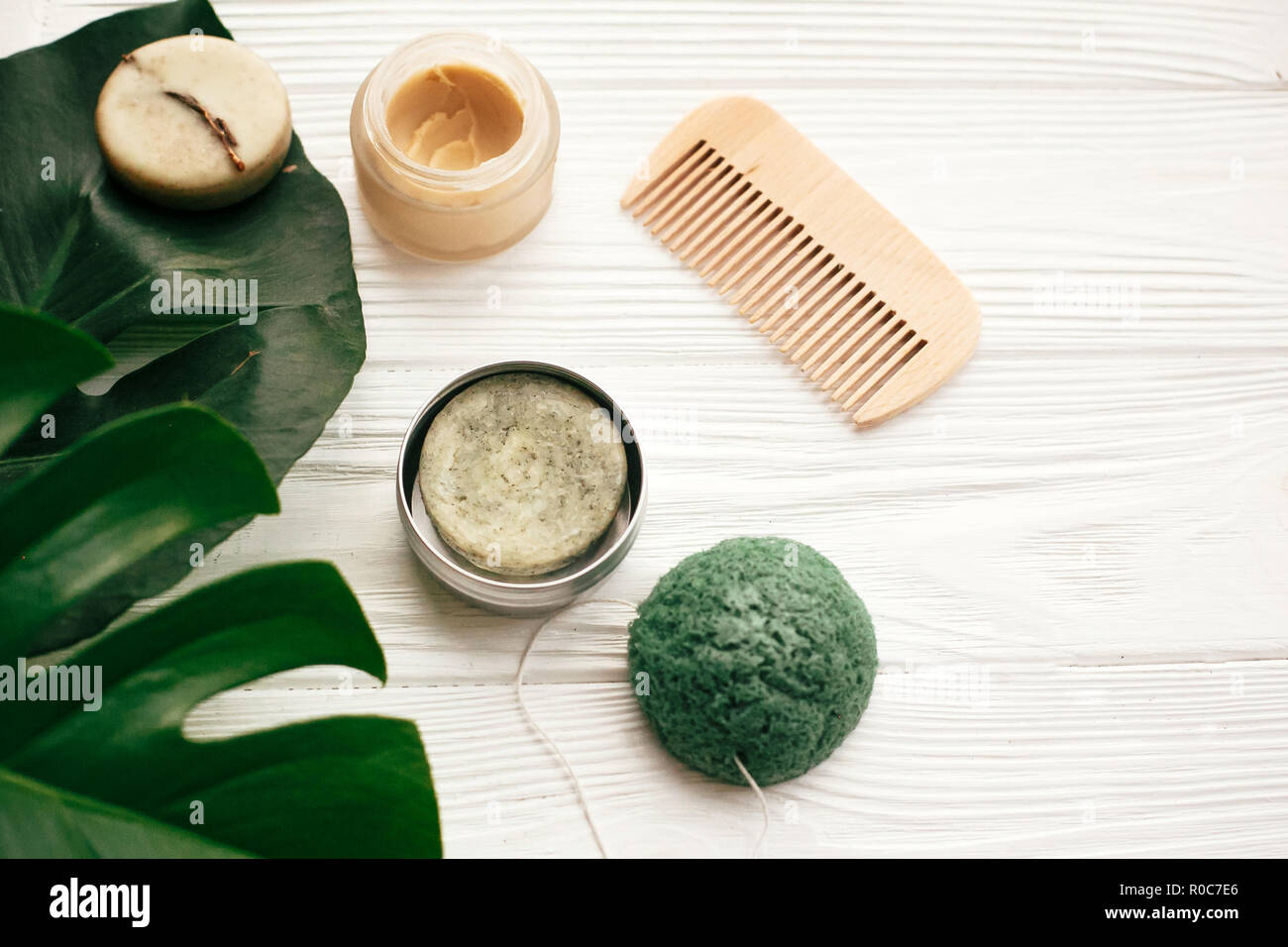 Natural eco friendly solid shampoo bar, wooden brush, conditioner,soap