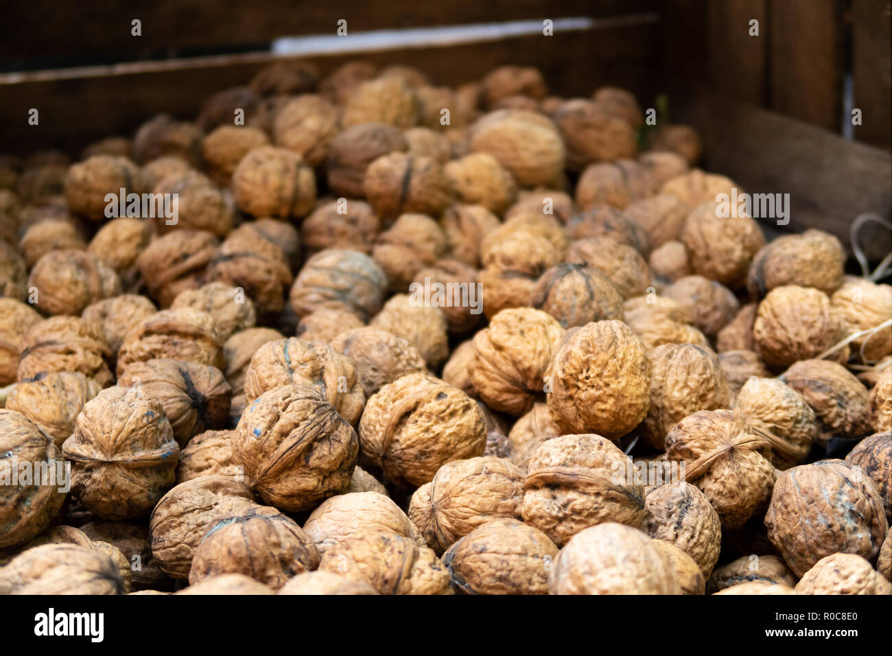 Basket of Walnuts on display in London's Borough Market Stock Photo Alamy