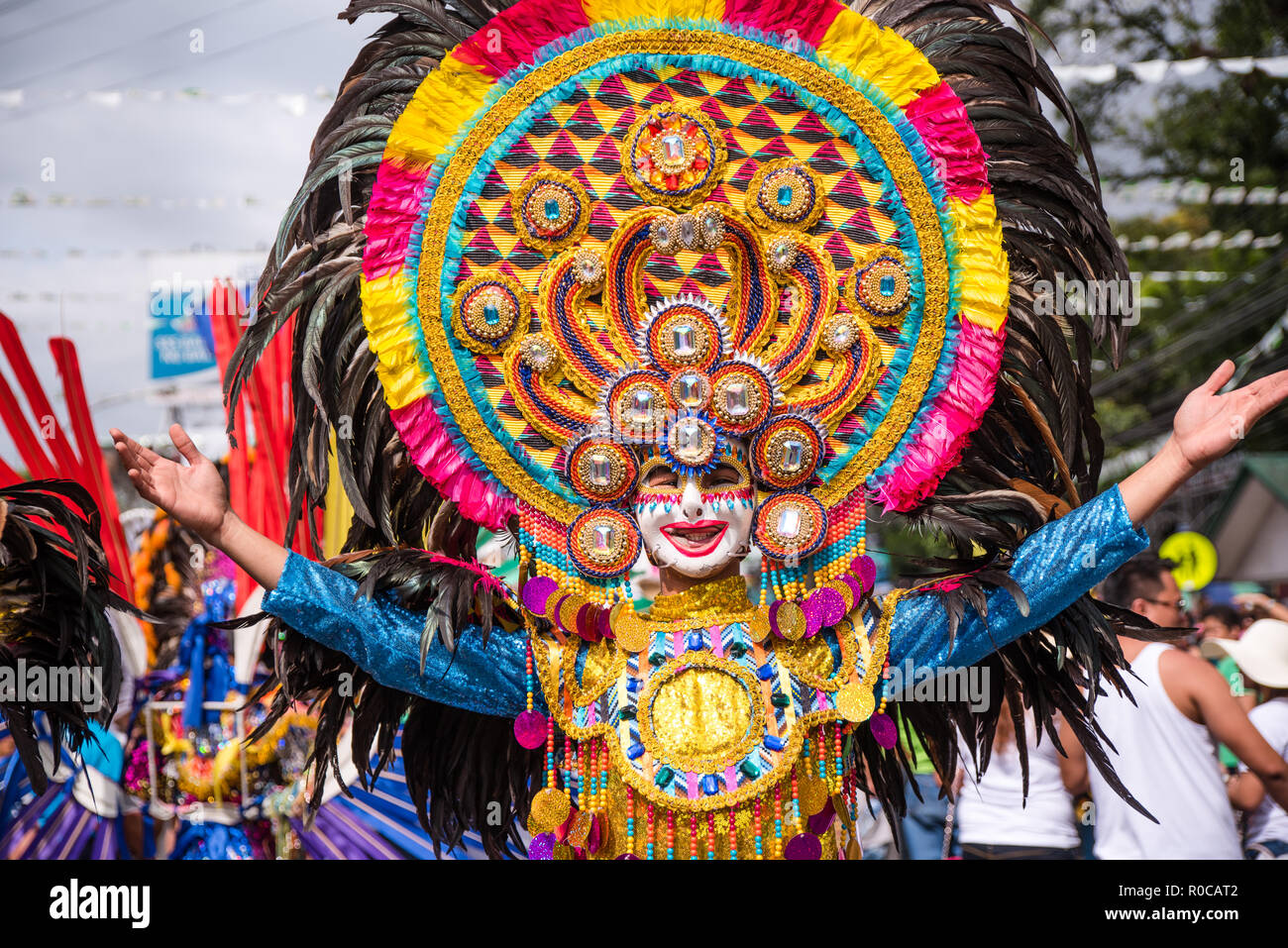 Parade of colorful smiling mask at 2018 Masskara Festival, Bacolod City ...