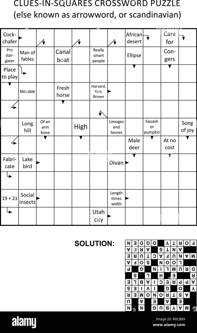 Crossword Puzzle Where Clues Answers About Stock Illustration