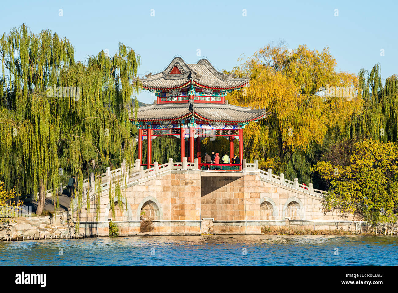 The pavilion bridge in the causeway of Summer Palace Stock Photo