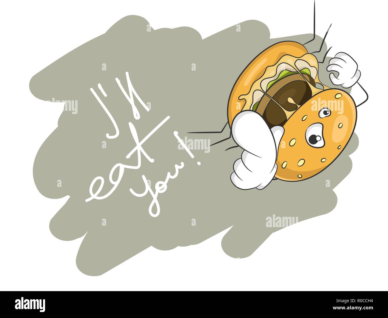 Fast food concept copy space cartoon style bad eating. Vector illustration. Stock Vector