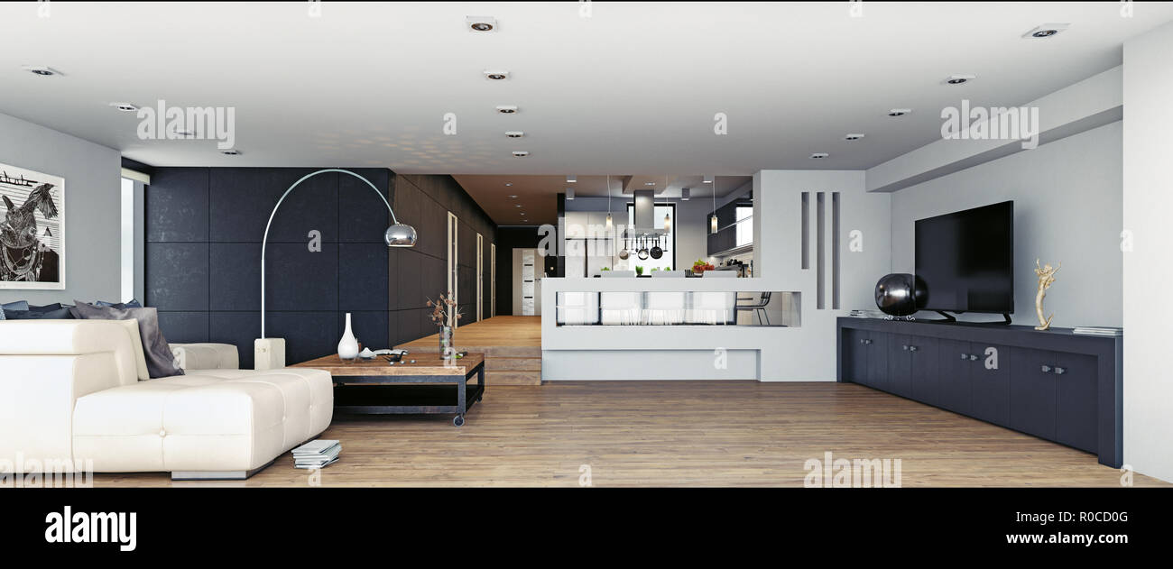 modern design living room interior. 3d rendering concept Stock Photo ...