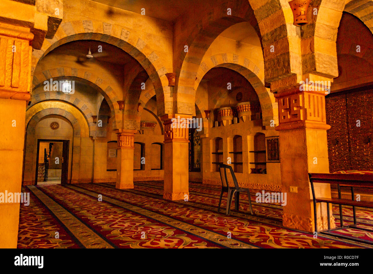 SHARMELSHEIKH, EGYPT OCTOBER 16, 2018 Interior of Sahaba mosque, SharmelSheikh Stock Photo