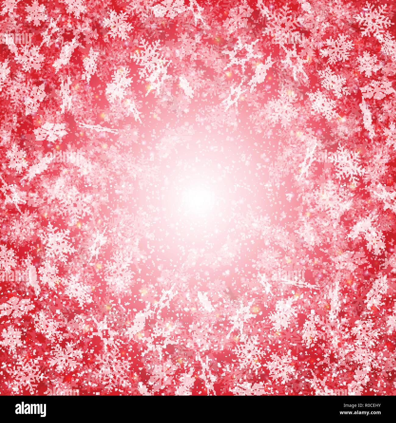 Winter time of Red Christmas with snowflakes pattern circle background. Vector eps10 Stock Vector