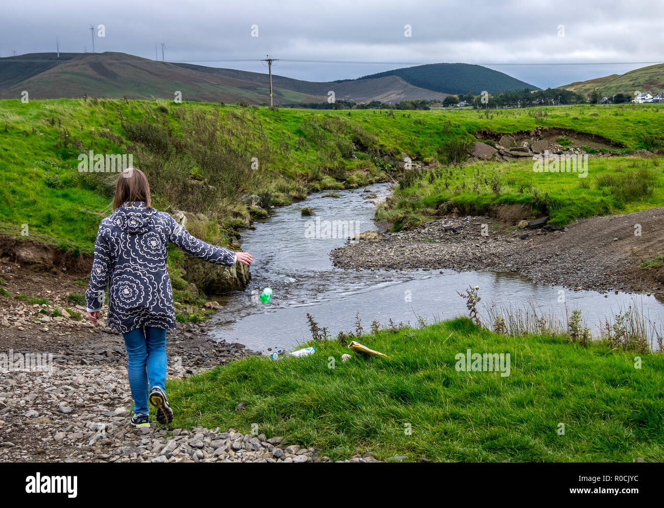 litter being dropped in scenic locations Stock Photo