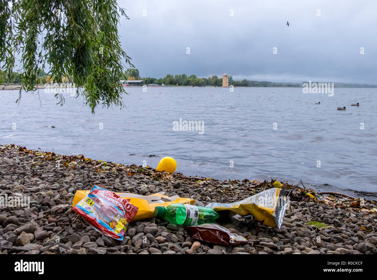 litter being dropped in scenic locations Stock Photo