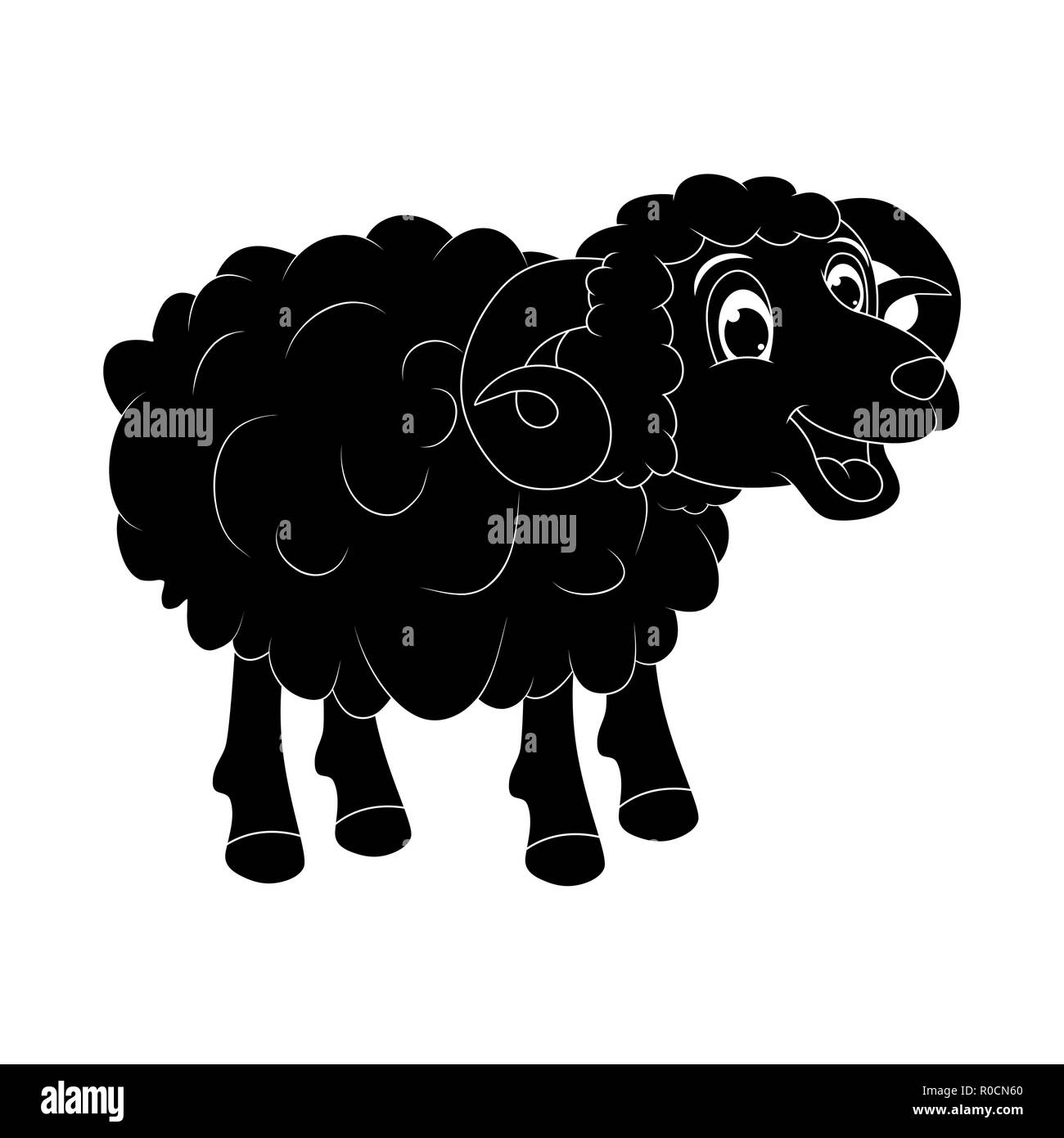 cartoon silhouette  ram design isolated on white background Stock Vector