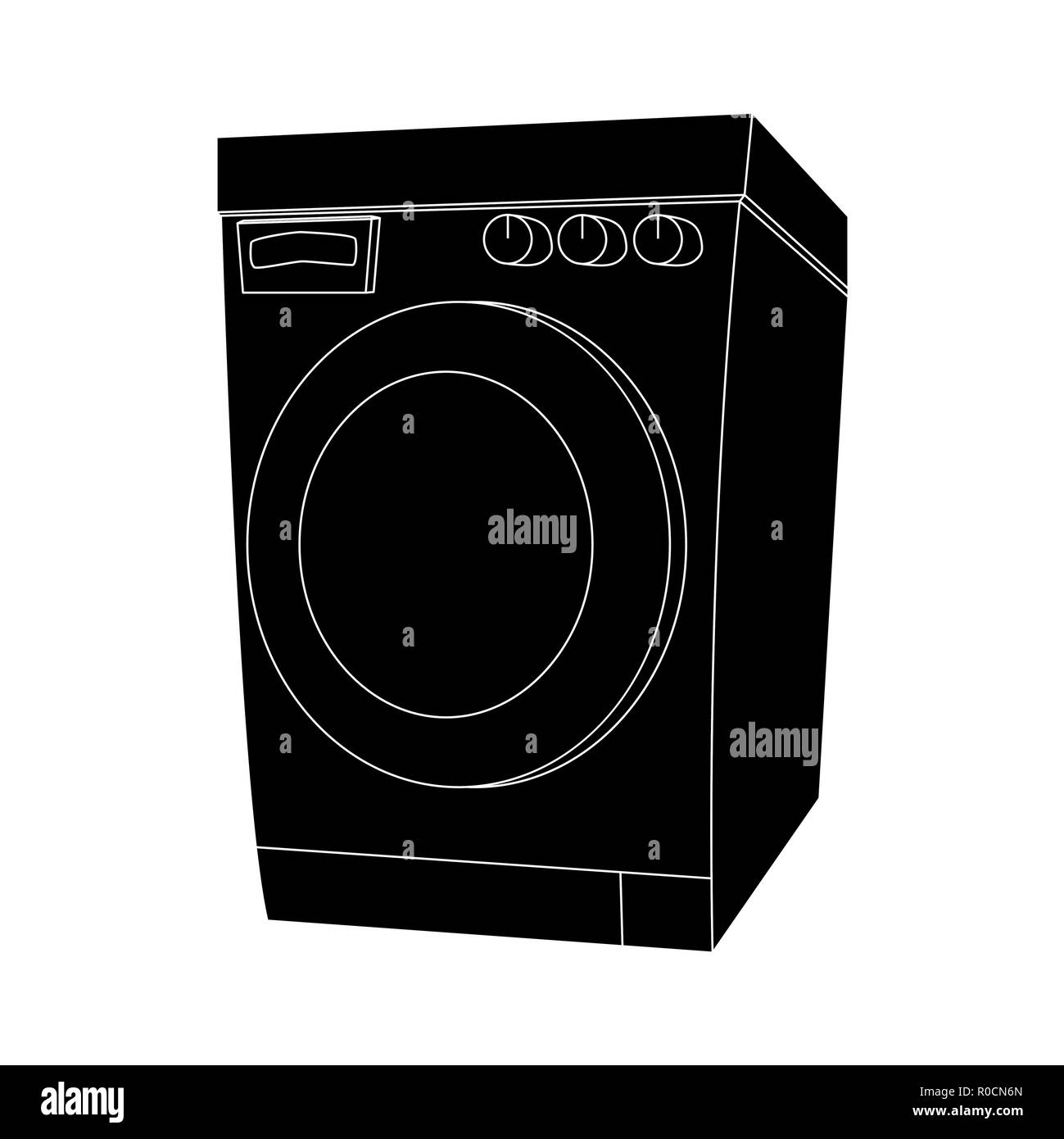 silhouette cartoon washing machine design isolated on white background Stock Vector