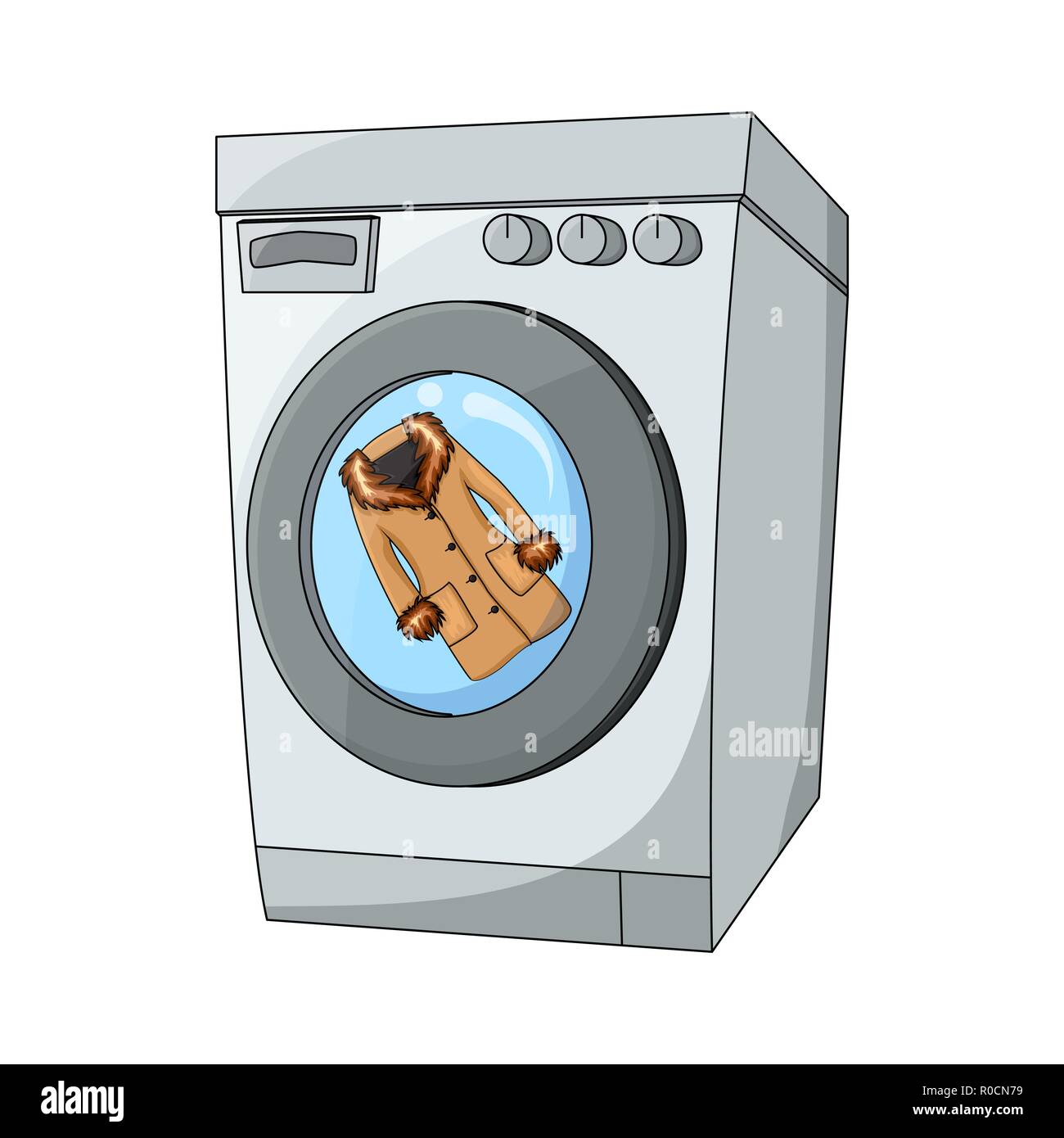 fur and cartoon washing machine design isolated on white background Stock Vector