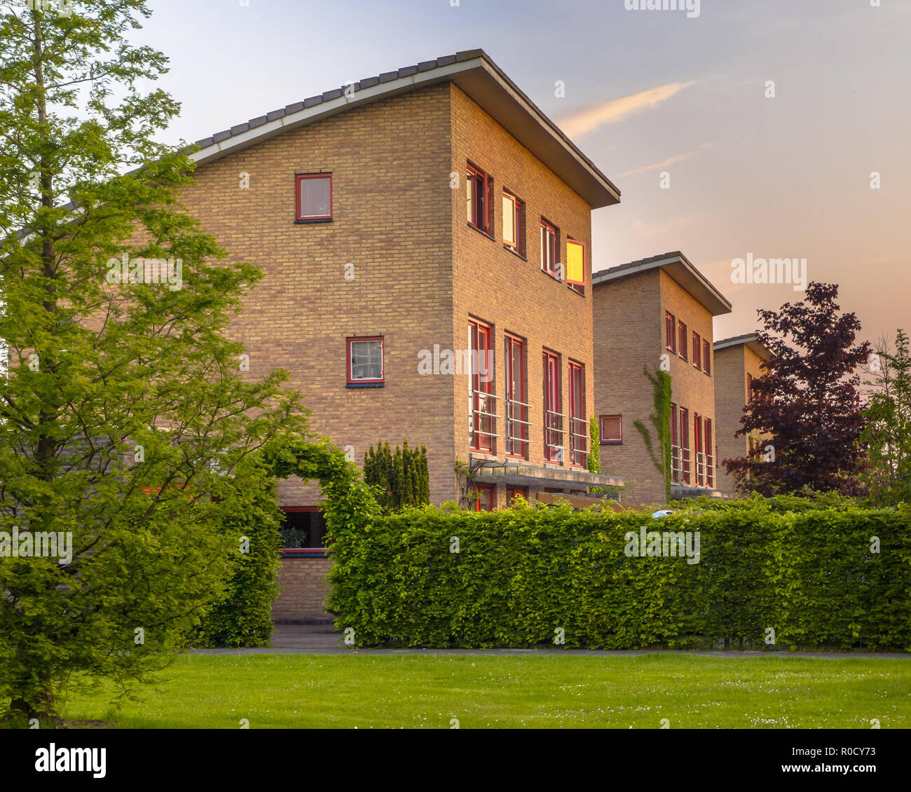 Semi-detached houses in an european urban area Stock Photo
