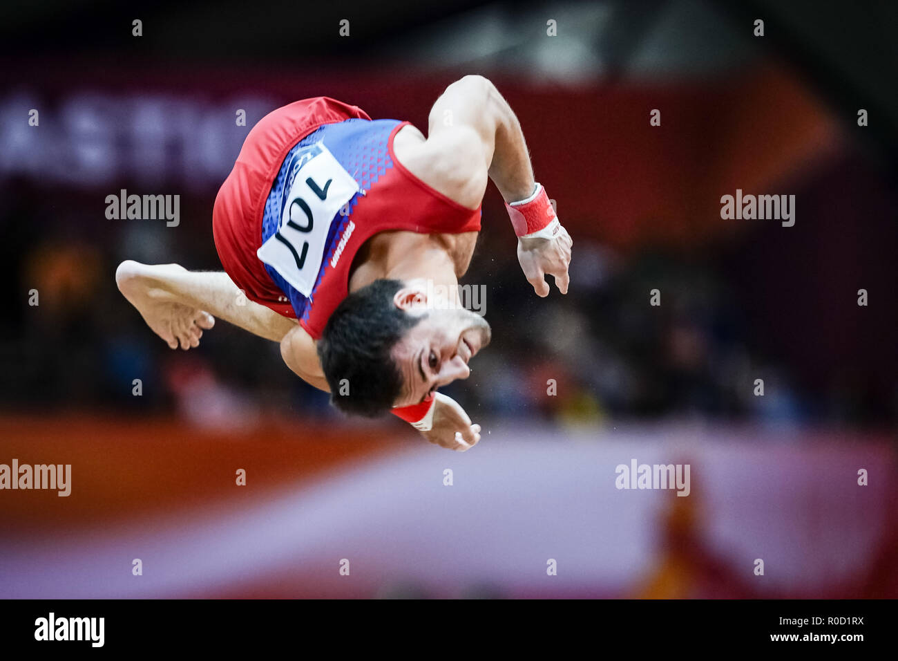 November 3, 2018: Artur Davtyan of Â Armenia during Vault for Men at the Aspire Dome in Doha, Qatar, Artistic FIG Gymnastics World Championships. Ulrik Pedersen/CSM Stock Photo
