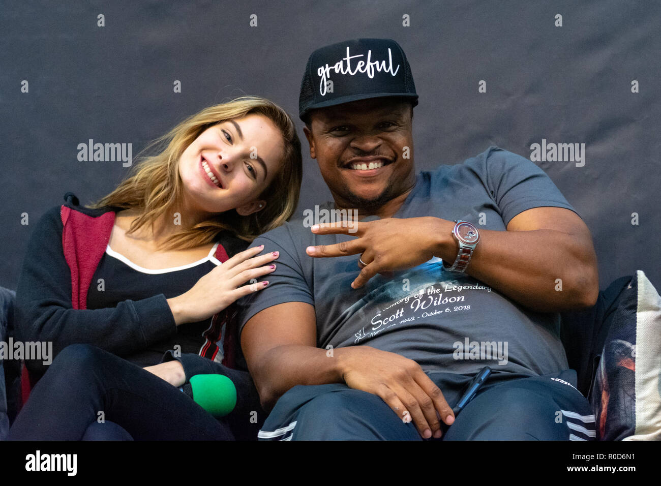 Dortmund, Germany. 3rd November, 2018. Brighton Sharbino and IronE Singleton at Weekend of Hell 2018, a two day (November 3-4 2018) horror-themed fan convention. Credit: Markus Wissmann/Alamy Live News Stock Photo