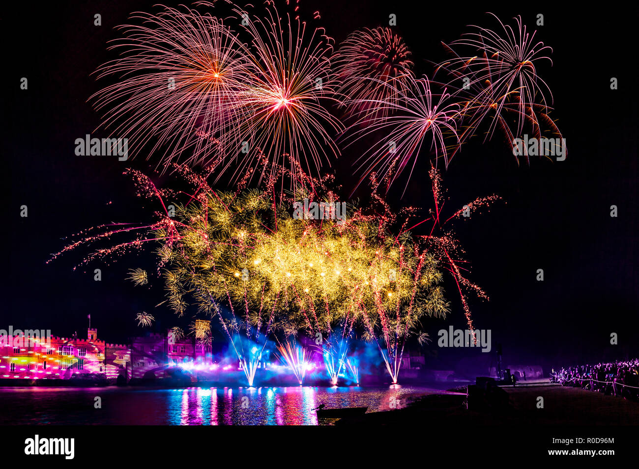 Leeds Castle, Kent, England, UK. The biggest firework display in the