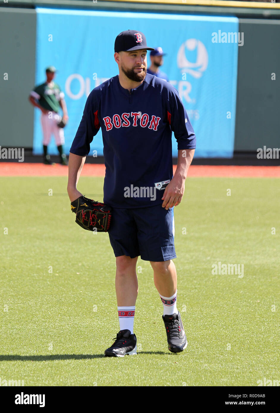 November 3, 2018 - Boston Red Sox Brian Johnson during a warm up workout session at Les Murakami Stadium on the campus of the University of Hawaii at Manoa in Honolulu, HI - Michael Sullivan/CSM Stock Photo