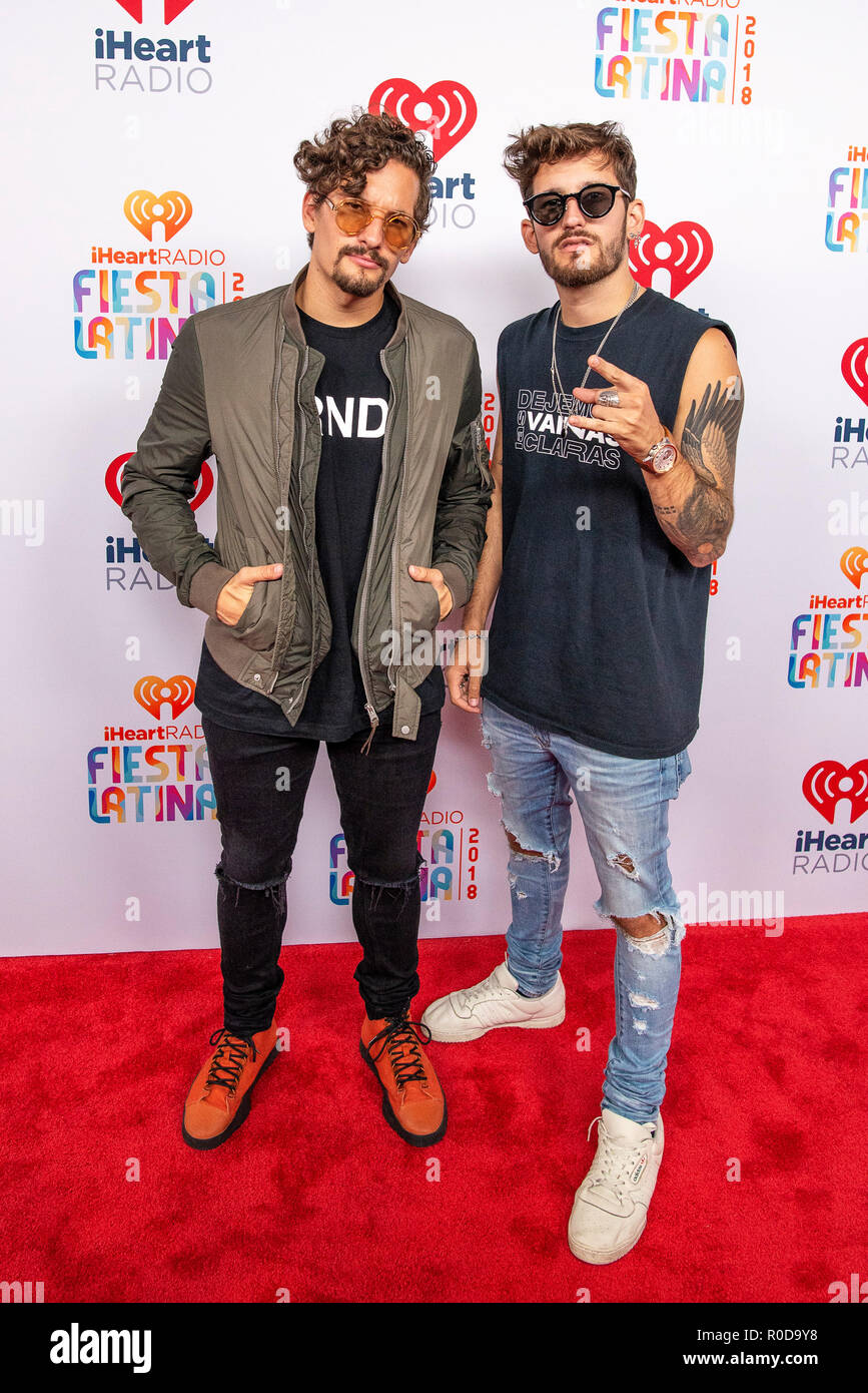 Miami, USA. 03rd Nov, 2018. Mau y Ricky walk the red carpet at 2018 iHeartRadio Fiesta Latina at American Airlines Arena in Miami on Saturday, November 3, 2018 Credit: The Photo Access/Alamy Live News Stock Photo