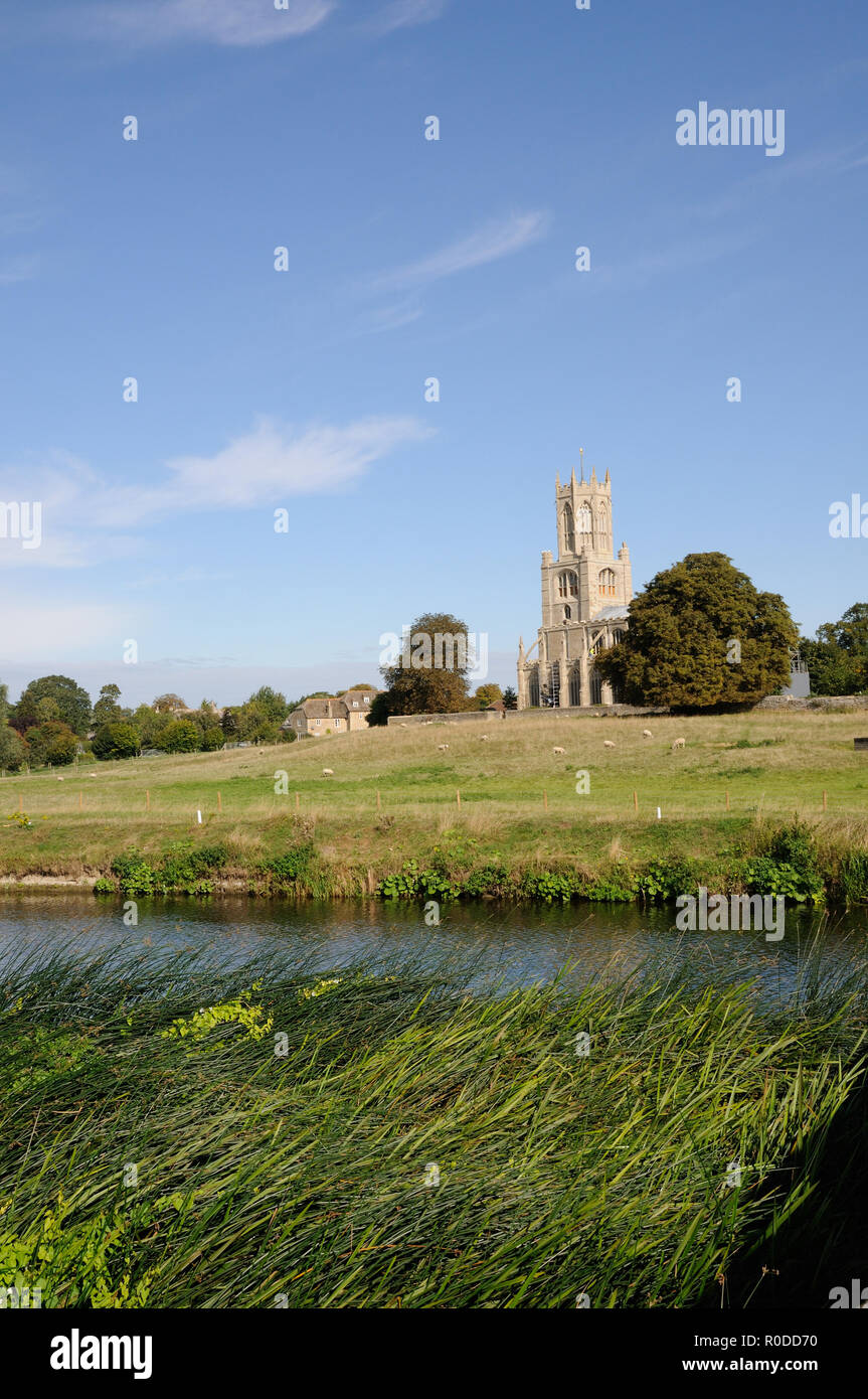 View to St Mary & All Saints church, Fotheringhay, Northamptonshire Stock Photo