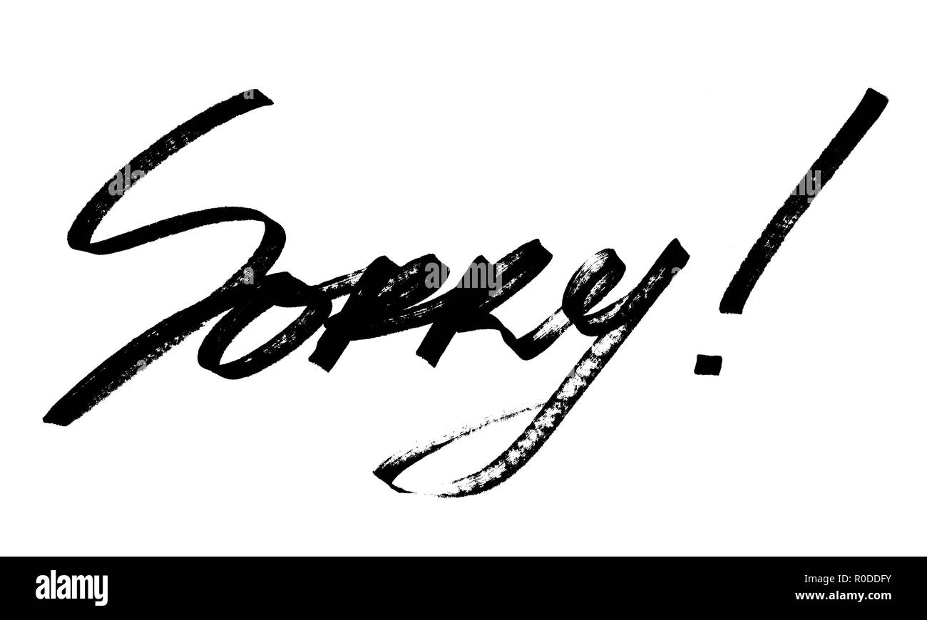 Sorry - Modern calligraphy, hand drawn marker pen lettering Stock Photo
