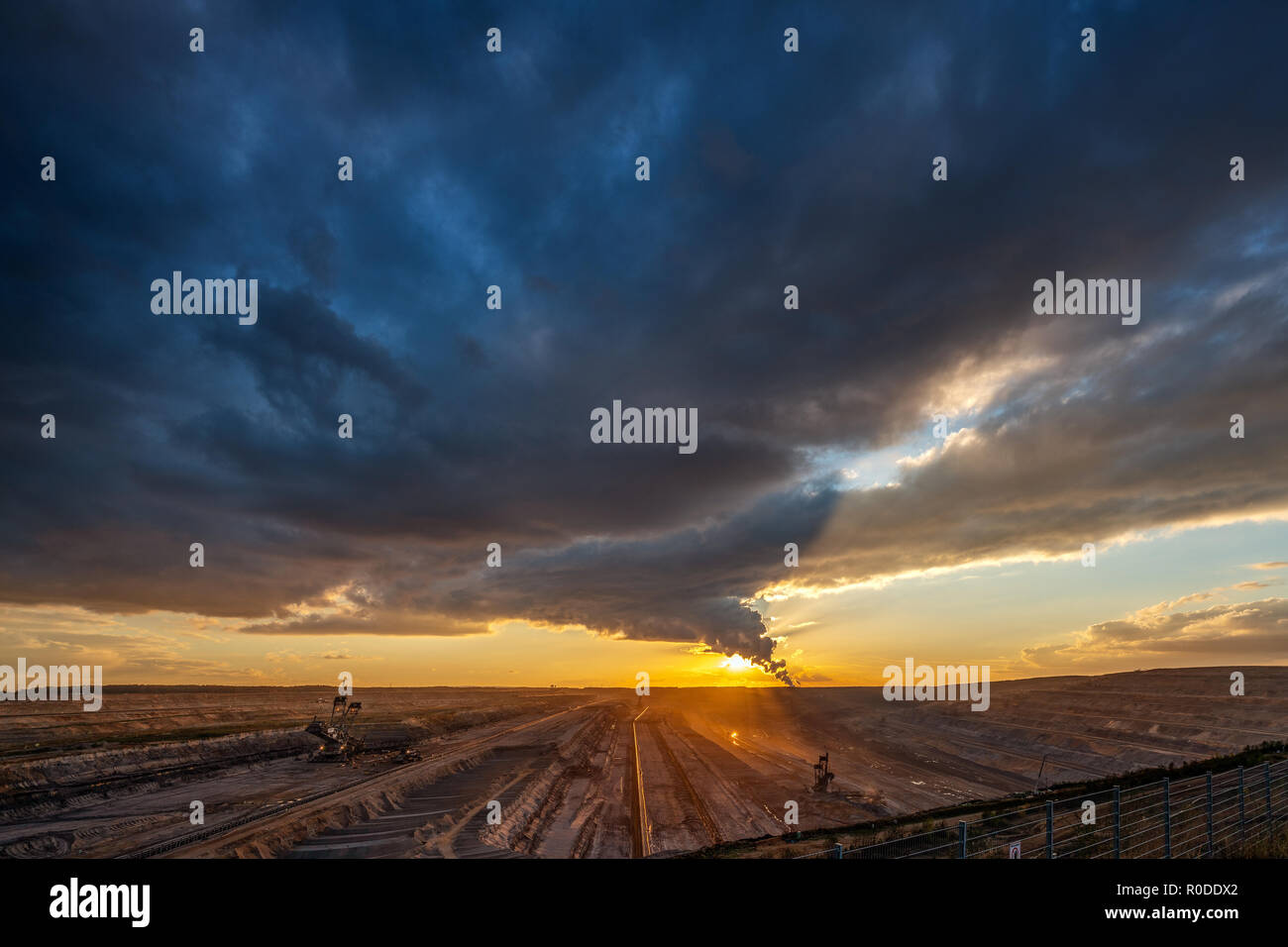 Hambach coal mines mine at sunset Stock Photo