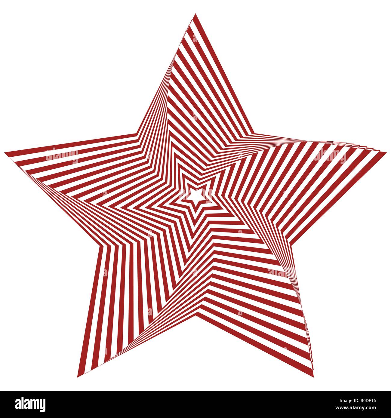 Vector illustration of distorted red five-pointed star on a white ...