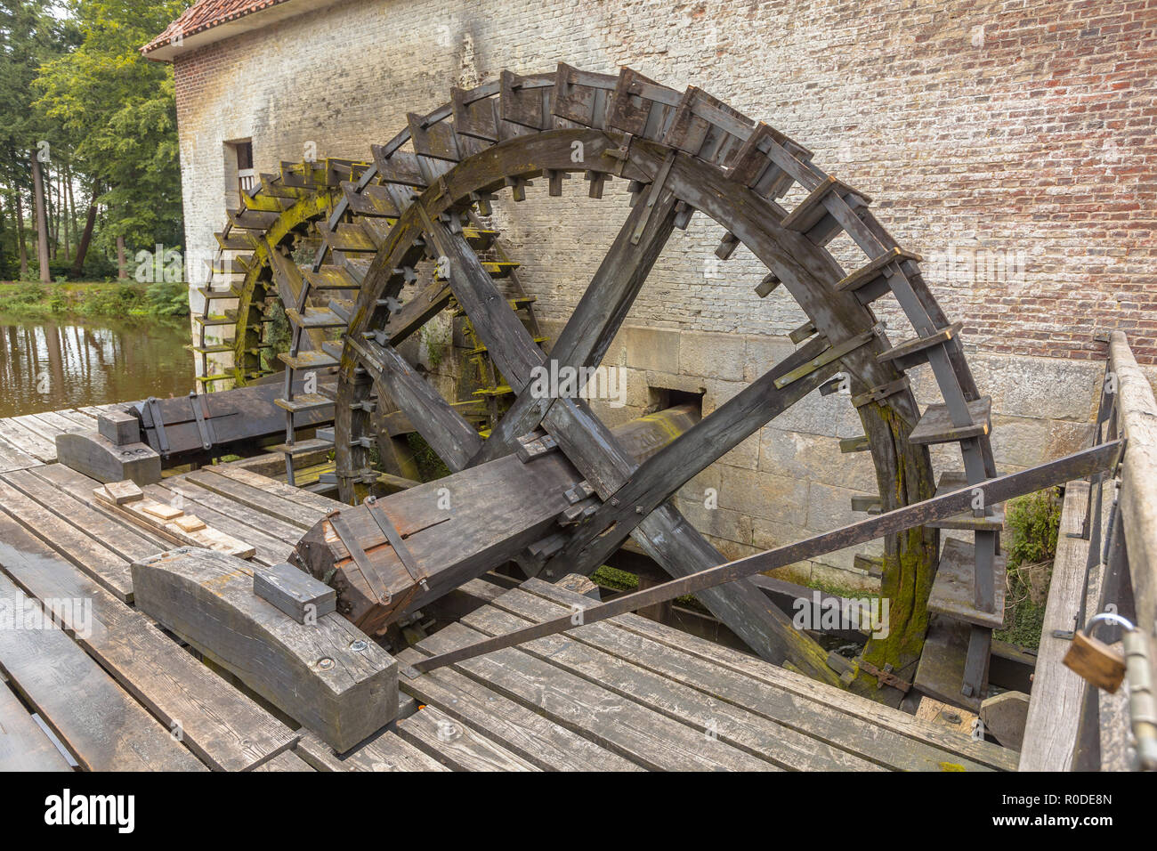 Water wheel driven watermill at Singraven castle in Dinkelland