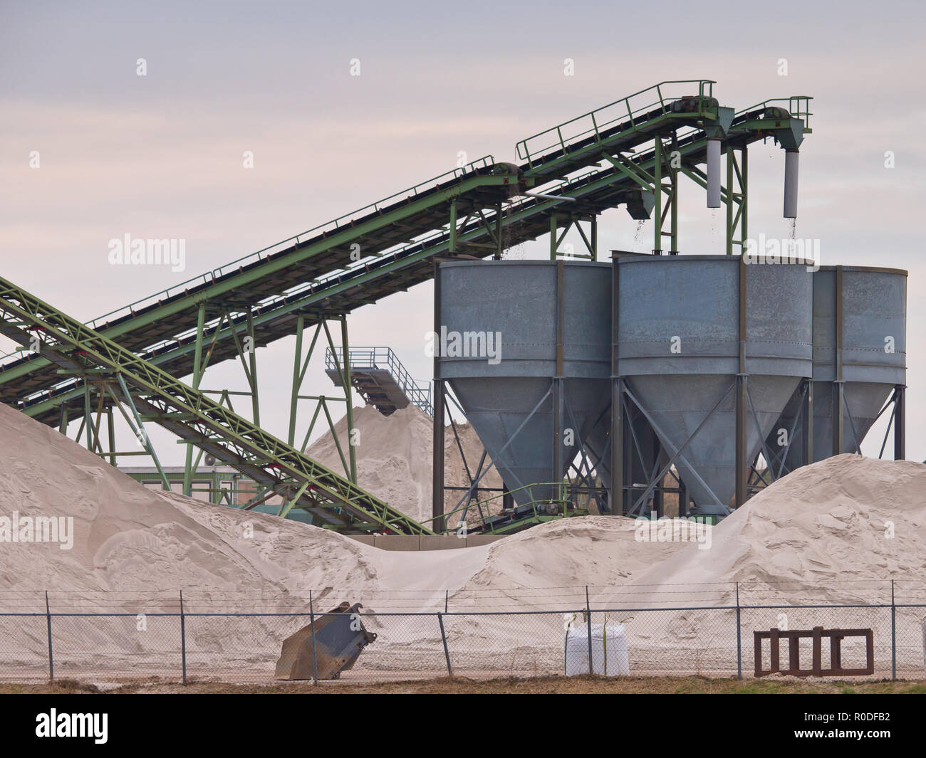 Mining belts are sorting sand Stock Photo