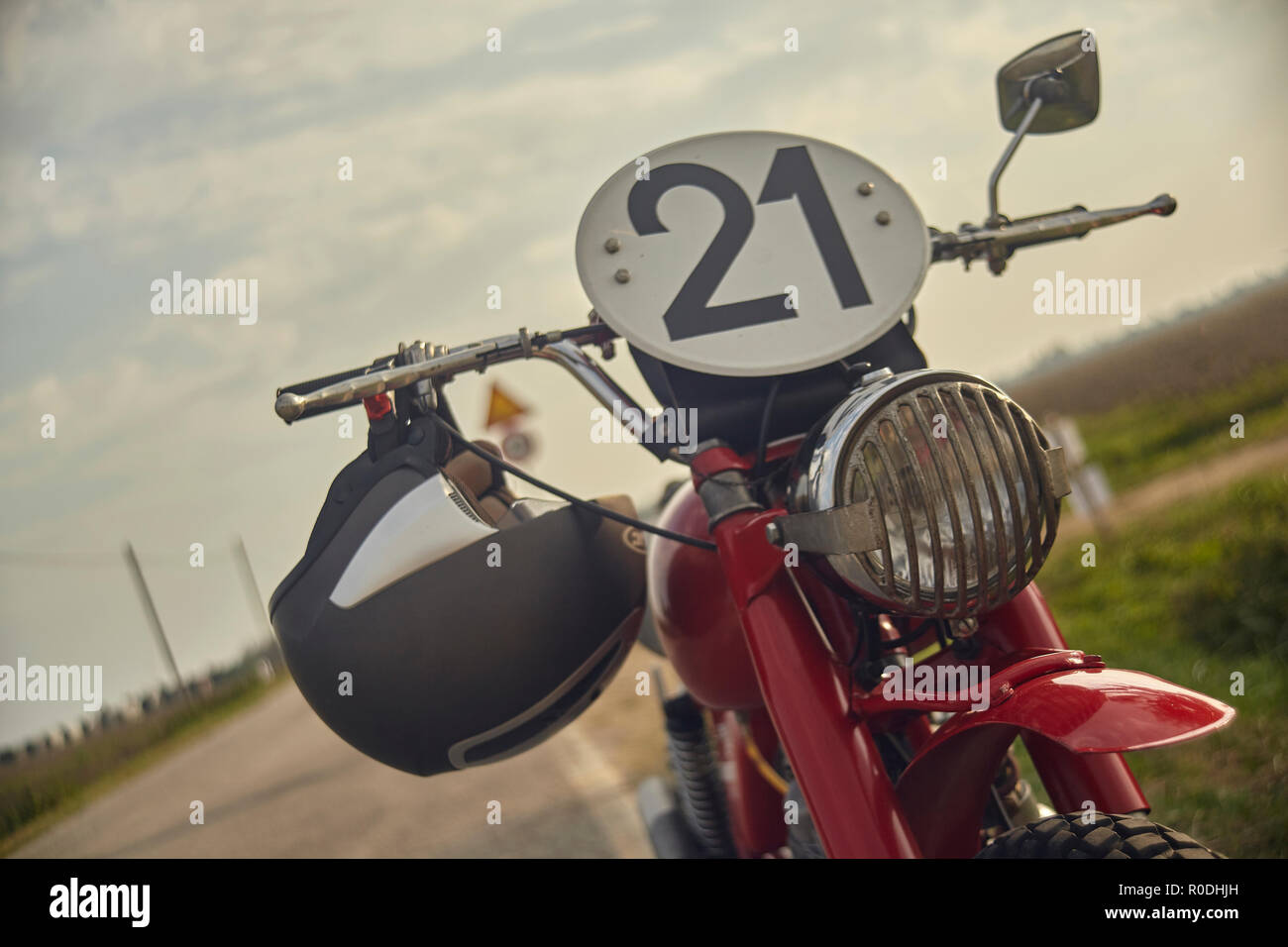 old cross bike with the number plate 21 