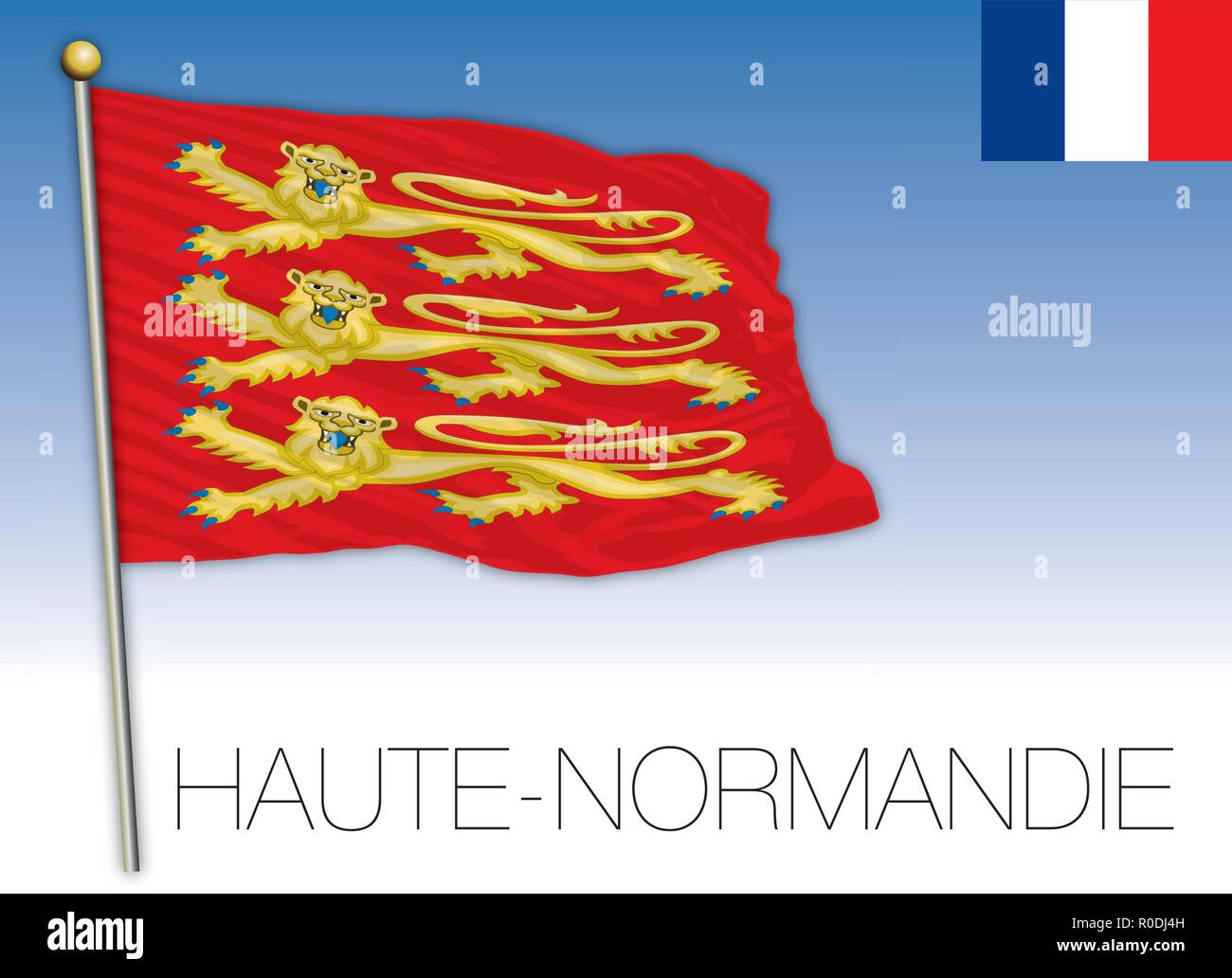 Haute Normandie regional flag, France, vector illustration Stock Vector