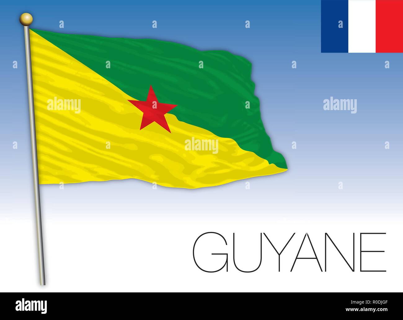 Guyane regional flag, France, vector illustration Stock Vector